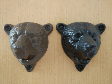 Bear head cast iron wall opener metal craft beer opener